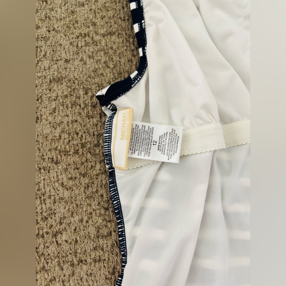 Michael Kors White and Navy Blue One Piece Swimsuit with Gold Brand Hardware - Picture 7 of 8